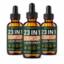 3 Pack Soursop Bitters Liquid Drops - Digestive Health, Immune & Natural Energy - Formula with Graviola, Black Seed, Sea Moss, Moringa, Turmeric, Ashwagandha - Vegan, Non-GMO – Orange Flavor, 2 fl oz