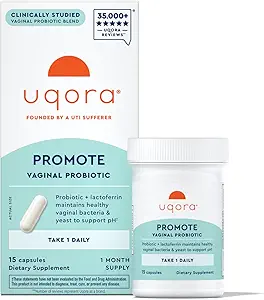 Uqora Promote - Unterstützung Vaginal Health* - Probiotikum für Frauen mit Lactoferrin, Lactobacillus Acidophilus & Lacticaseibacillus Rhamnosus - Vaginal Probiotics - Gluten-Free - 15 Kapseln