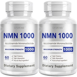 NMN 1000mg Per Serving Maximum Strength - 99% Pure NMN (Nicotinamide Mononucleotide) for NAD, Cell, Immune, Energy, Anti-Aging & Longevity, Stabilized NMN Supplements 1000mg - 120 Veggie Capsules