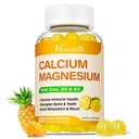Calcium Magnesium Zinc Gummies with Vitamin D3 and K2, High Absorption Magnesium Glycinate Potassium for Immune and Calm Mood, Vegan Mango and Pineapple Flavor 60 Gummies