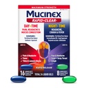 Mucinex Rapid Clear Maximum Strength Day & Night Cold and Flu Medicine for Adults, Over-The-Counter Medication for Headache Relief, Mucus Congestion, & Cough, Rapid Release Liquid Gels, 24 Count