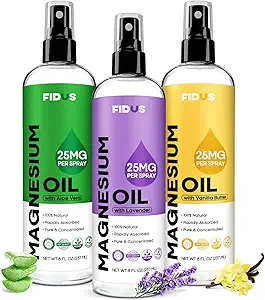 Fidus 100% reines Magnesium Öl Spray mit Lavender - Big 8 fl oz Topical Magnesium Chloride für Füße, Organisches natürliches Magnesium Spray aus antiken Zechstein Sieben Meeresboden Mineralien