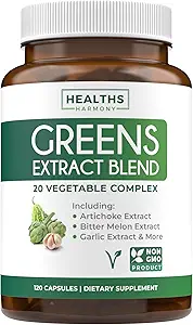 Super Greens Antioxidants Superfoods 2250mg Supplement - 20 Zutaten mit Sprouts, Pilze, Roots, Knoblauch, Bitter Melon, Artichoke, Celery Seed, Cayenne Pfeffer, Alfalfa NON GMO - 60 Kapseln