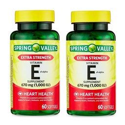 Vitamin E 670mg (1,000 IU) Extra Strength – 60 Softgels, Natural d-Alpha Vitamin E Supplement, Daily Vitamina E 1000 IU for Wellness (Pack of 2)
