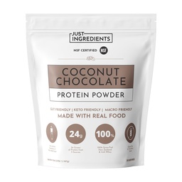 JUST INGREDIENTS Coconut Chocolate Protein Powder – 30-Serving Blend with 100% Grass-Fed Whey & Organic Plant Proteins – Creamy Coconut Cocoa Flavor – Supports Muscle Recovery, Energy*