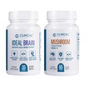 Clinical Effects Brain Performance Bundle - Ideal Brain Nootropic for Focus and Memory Plus Mushroom Formula 10 - Natural Brain Health, Concentration and Mood Support Supplement Stack