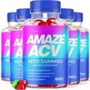 rize labs Amaze ACV Keto Gummies for Weight Loss - Organic Apple Cider Vinegar, Increases Energy Pastilla Gomita Gunmies - Pack of 5(300 Gummies)