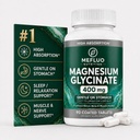 Magnesium Glycinate, 90 Vegan Capsules, High Absorption | Chelated magnesium supports sleep, muscle recovery and nerve health, gentle on stomach, non-GMO, gluten and soy free