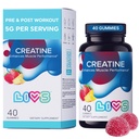 LIVS Creatine Monohydrate Gummies 5g (5000mg) – Pre Workout Supplement for Women & Men – Muscle Growth, Strength & Recovery – Vegan, Halal & Kosher, Non-GMO – Tropical Fruit Punch – 40 Count