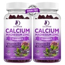 (2 Pack) Sugar Free Calcium Magnesium Zinc Gummies, Calcium Magnesium 2:1, Contains Magnesium Glycinate, Vitamin D3, Sea Moss, for Bones, Muscles, Calm Mood & Sleep Support, Vegan, 120 Gummies
