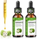 (2 Pack)Soursop Graviola Liquid Drops 2000mg, 98% Absorption Soursop Bitters Liquid for Cell Support & Regeneration, Immune Boost, Liver, Herbal Goodness, Sugar/Gluten Free, Natural Flavor, 4 Fl Oz