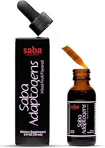 Saba Adaptogens - Super Concentrated - Eleuthero, Ginger, Rhodiola, Ginseng, Pilz, Ginko, Acai - Unterstützt Immunantwort, Stimmung, Mental Performance & Fatigue -30 Servierungen