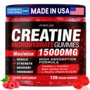 Creatine Gummies Monohydrate Complex, Pre-Workout for Men & Women, Creatine Gummy with L-Taurine, BCAA 2:1, B12/6 for Muscle Support, Enhance Strength, Energy Boost-120 Count