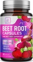 Organic Beet Root Capsules 1300mg Per Serving - Extra Strength Beetroot Supplement, Supports Athletic Performance, Vitality & Immune System, Best Beet Root Powder, Non-GMO, Bottled USA - 60 Capsules