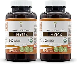 Secrets of the Tribe Thyme USDA Organic 120 Kapseln (2 St.) | Hergestellt mit vegetarischen Kapseln und Certified Organic Thyme (Thymus Vulgaris) Getrockneter Blatt (2x120 Kapseln)