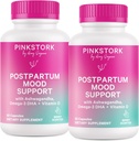 Pink Stork Postpartum Mood Unterstützung - postnatale Hormon Balance für Mütter - Stillen Freundlich - Stress & kognitive Unterstützung, Postpartum Essentials - Ashwagandha, Kamille, & Vitamin D, 120 Kapseln