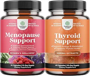 Bundle Komplette Kräuter Menopause Ergänzung für Frauen - Multibenefit Menopause Relief Hormon Balance und Kräuter Schilddrüse Unterstützung Complex - Mood Enhancer Energie Supplement für Schilddrüse Gesundheit