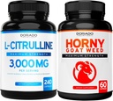 L Citrulline (240 Kapseln) L Arginin & Nitric Oxide für Stamina, Endurance & Performance für Workouts und Horny Goat Weed (60 Kapseln) Premium Hornygoatweed & Icariin Epimedium - Vegan & USA Made