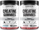 Jacked Factory Creatine Monohydrate Gummies 5g Daily Dose - Creatine Gummy for Men and Women, Vegan-Friendly, Travel-Friendly, Third-Party Tested - 150 Gummies, Blue Raspberry & Watermelon