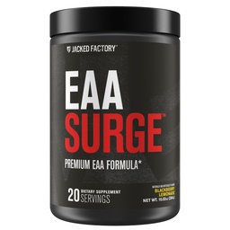 Jacked Factory EAA Surge Essential Amino Acids Powder - EAAS & BCAA Intra Workout Supplement w L-Citrulline, & Taurine for Muscle Building, Strength, Endurance, Recovery - BlackBerry Lemonade 20sv