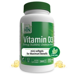 Health Thru Nutrition Vitamin D3 10.000iu 360 Mini Softgels für maximale Nutzen Jahr Versorgung | 250mcg Cholecalciferol | 3rd Party Tested | Non-GMO USP Grade in Organic EVOO | Immune Health Support