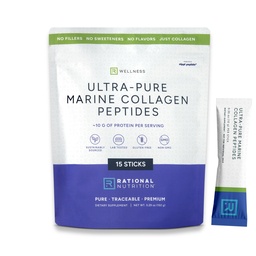 Hydrolyzed Marine Collagen Peptides - Made with Nippi Peptide® from Japan, 10g Type I Collagen Per Serving, Supports Skin, Hair, Joint, and Bone Health, Lab Tested - 15 Stick Packs