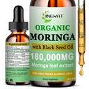 Organic Moringa Liquid Drops,Pure Moringa Oleifera Leaves Extract w/Black Seed Oil Supplement for Energy,Skin,Gut Health,Immune,Natural Antioxidant Superfood More Potency Than Powder(2 Fl Oz)