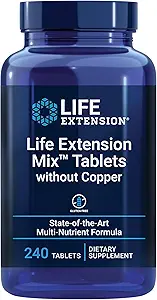 Life Extension MixTM Tabletten ohne Kupfer, hohe Potenz, Fortgeschrittenes Vitamin, Mineral, Obst & Gemüse Formel, Vitamin B, C, D, E, für Ganzkörpergesundheit, Gesundes Altern, Glutenfrei, 240 Tabletten