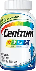 Centrum Multivitamin für Männer, Multivitamin/Multimineral-Ergänzung mit Vitamin D3, B Vitamine und Antioxidantien, Glutenfrei, Non-GMO Zutaten, Tablet, 200 Count