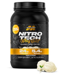 MuscleTech Whey Protein Powder (Vanilla Cream, 2LB) - Nitro-Tech Whey Protein Isolate Smoothie Mix for Lean Muscle & Recovery - 24g of Whey Gold for Women & Men - Packaging May Vary