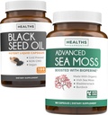Black Seed Oil & Irish Sea Moss (3-Monats-Versorgung) - Power Duo Bundle of Black Seed Oil (180 Kapseln) Cold-Pressed Nigella Sativa & Irish Sea Moss (180 Kapseln) mit Bioperine und Bladderwrack