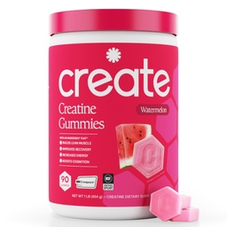Kreatin Monohydrat-Gummien für Männer und Frauen - Boost Focus, Strength und Endurance, Anti-Melting-Formel, Vegan, Glutenfrei, Non-GMO, 1,5 Gram Creatine pro Gummy (Watermelon, 90 ct)
