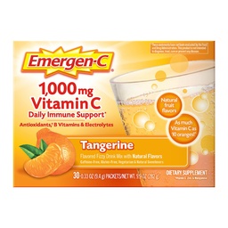 Emergen-C 1000mg Vitamin C Immununterstützung Pulver Tangerine 30CT umfasst Zink, Mangan, 7 B Vitamine und Elektrolyte für Back to School Essentials