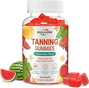 Tanning-Gummi-Ergänzung für Erwachsene: Tägliche Tanning-Gummien mit Astaxanthin, Collegen, Lycopin, Zink (Citrate), Vitamin für Tanning-Ergänzung Hautgesundheit & Glow reduzieren Sonnenempfindlichkeit