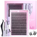 Geeneiya FLORA Lashes Clusters Kit DIY Lash Extension, 8-18MM Wispy Lash Clusters, Ultra-thin Soft Band Eyelash Extension Kit with Waterproof Lash Bond and Seal, Lash Remover, Tweezers for Beginners