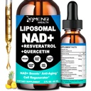 NAD Ergänzung, Liposomal NAD Nicotinamid Riboside Resveratrol 900mg Quercetion, TMG, Vitamin B3, High Potency NAD Plus Flüssigkeitsergänzung für Zellregenerator, Langlebigkeit, Energie, Anti-Aging, Fokus