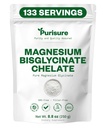 Purisure Magnesium Bisglycinate Chelate, 250g, Pure Magnesium Glycinate Powder for Bones, Magnesium Bisglycinate Chelate for Sleep and Muscle Flexibility, Gluten-Free, Non-GMO, 133 Servings