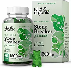 Wild & Organic Chanca Piedra Stone Breaker Gummis 1600mg - Kidney Cleanse Detox & Gallbladder Unterstützung - Kidney Stones Dissolver w/Chanca Piedra Kräuter - 60 Vegan Gummis