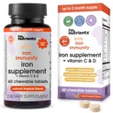 I’m Nutrients Iron Immunity | Iron Supplement for Kids | Kids Vitamin with Iron | Immune Support | Vitamin C and D3 | Naturally Flavored | No Artificial Ingredients | 60 Chewable Tablets