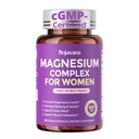 7-in-1 Magnesium Complex for Women for Sleep, Vegan, 60 Capsules | With 600mg Magnesium Glycinate & L-Theanine & Vitamin B6 for Stress Relief & Cortisol Balance Support, Non-GMO, Gluten Free