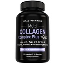 Vital Vitamins Multi Collagen Complex Plus + Gut - Types I, II, III, V & X Peptides - Enzymes, Probiotic & Gut Botanicals - Skin, Hair, Nails & Digestion Support - 90 Ct