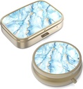 Pille Case Pille Box mit Spiegel Retro kleine Pille Fall für Geldbörse oder Tasche Bronze Pille Box oder Vitamine, Fischöl, Ergänzungen, Pille Enthalten Reise-Geschenk(2PCS)