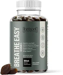 Evolve Respirazione facile polmonare Gummies, Mullein Leaf, Boswellia Resina, Nettle Root, Forskolin, Butterbur, Bromelain, Allergy Relief, Asma, Supporto tosse, Fumatori polmone, Malattia di Vaping