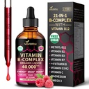 VivoNu Vitamin B Complex Liquid Drops, Vitamins B12, B6 B1, B2, B3, B5,Methyl Folate with Vitamin C A E D, Support Energy, Raspberry Flavor, Natural Ingredient, Non GMO