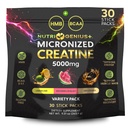 Nutri Genius Plus Micronized Creatine Monohydrate 5g Stick Packs | BCAA 2:1:1 + HMB | 30 Servings Variety Pack | Pre Post Workout Powder for Muscle Growth, Energy & Recovery