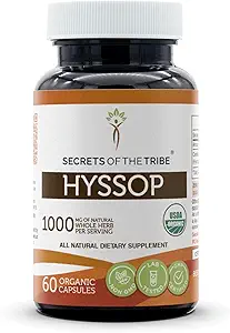 Secrets of the Tribe Hyssop USDA Organic Capsules | Certified Organic Vegetarische Kapseln, pflanzliche Nahrungsergänzung | Hyssopus officinalis Dried Herb (60 Count)