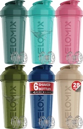 VELOMIX -6 PACK- 28 oz Protein Shaker Bottle for Protein Mixes -6x Wire Whisk | Leak Proof Shaker Cups for Protein Shakes | Large, Stackable Protein Shaker Bottle Pack (Turquoise to Pink)