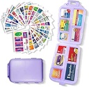 Pocket Pharmacy mit Medizin Etiketten 146 Etiketten Travel Daily Pill Container Mini Medication Organizer Aufbewahrung Pill Organizer Reisen Essentials Pill Case 7 Tage Pill Organizer (Purple, 1 Pack)