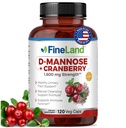 FineLand D-Mannose + Cranberry – 1600mg pro Servierung – 120 Vegan Kapseln – Urinary Tract & Bladder Health Support – Non-GMO, Glutenfrei, Made in USA