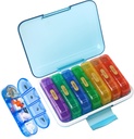 MURRI&MURRDI Pill Organizer 4 Mal pro Tag, Tägliche Pille Box Große Wochen Medizin Fall 7 Tage Pillenspender Halter für Pillen, Vitamine, Fischöle, Medikamente, Ergänzungen (28 Zellen, mehrfarbig)